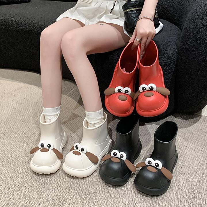 韩版卡通丑萌可爱短筒靴子时尚休闲外穿防水增高EVA女鞋2024款雨