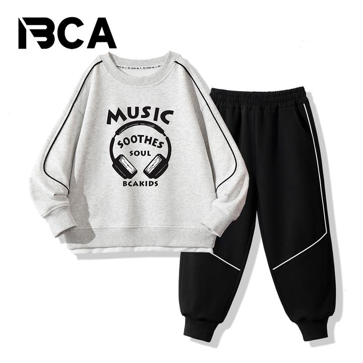 BCA【冠军代言】中大童秋季男童休闲运动卫衣套装假两件S-001+GN1