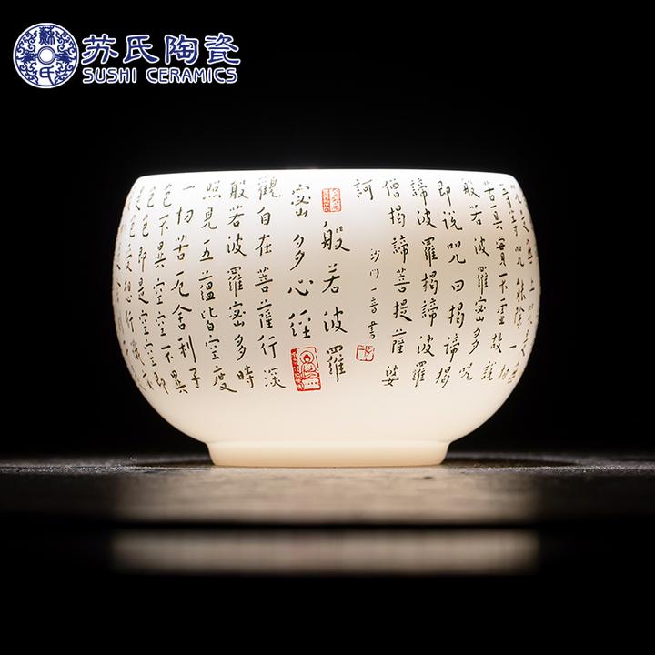 冰种心经罗汉杯个人专用茶杯功夫茶主人杯品茗杯礼盒装节日伴手礼