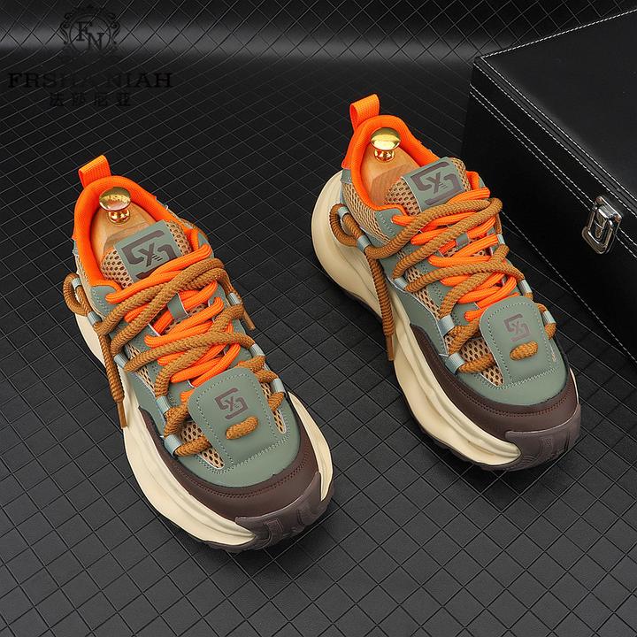 法莎尼亚男鞋网面透气老爹鞋新款百搭运动潮鞋增高男士休闲旅行鞋