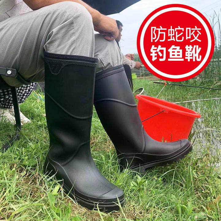 钓鱼雨靴野外防蛇咬水鞋男防水防滑雨鞋高筒耐磨加厚过南山防水鞋