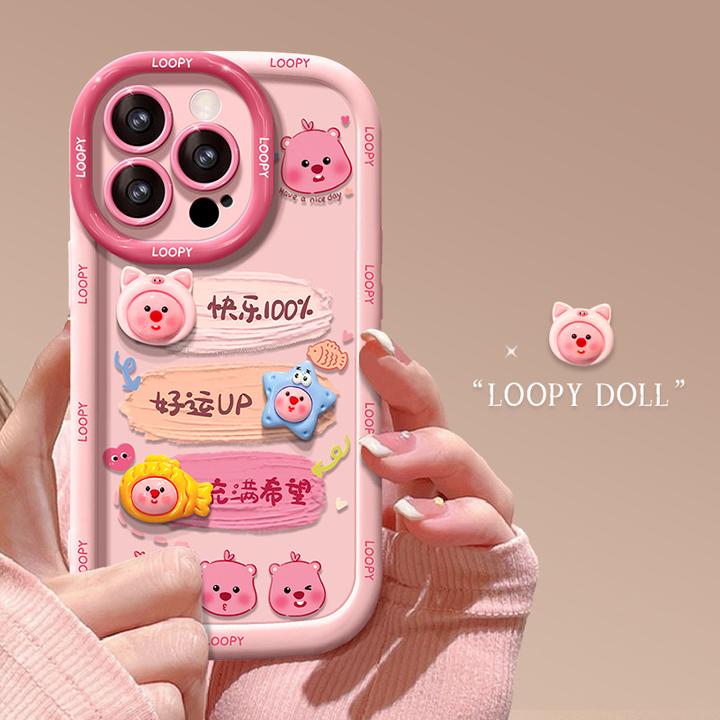 适用苹果配件15promax泡芙手机壳iPhone14粉色13女款12卡通16全包