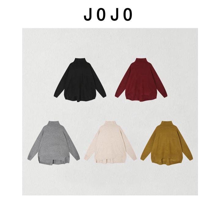 玖了个玖 2025秋冬新款时尚拼接高领套头设计感针织上衣2512C8680