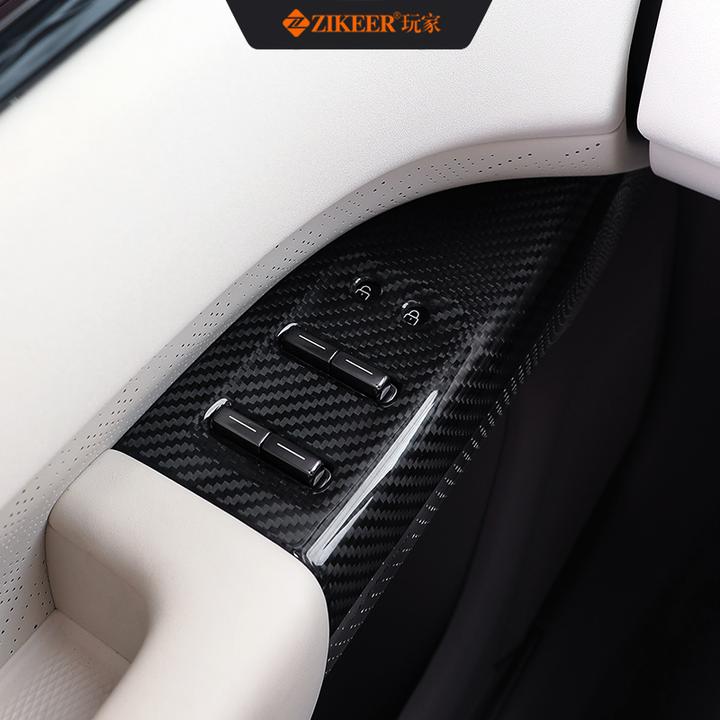 适用于极氪7X升降窗碳纤维面板贴干碳贴片式无损拆装防护钢琴烤漆