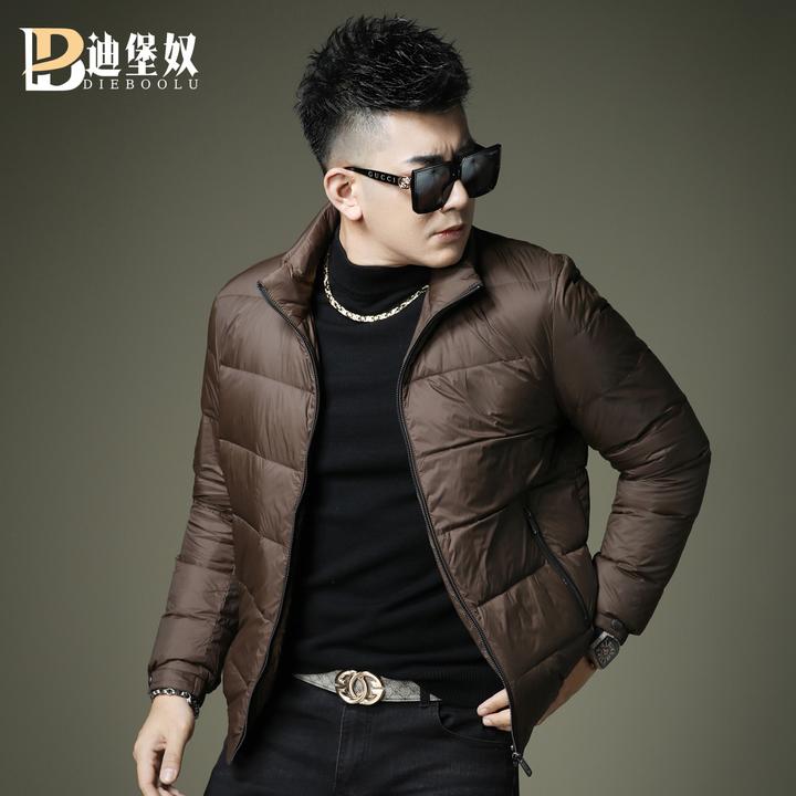 男士时尚保暖休闲外套短款潮牌冬季轻薄白鸭绒加厚简约潮款羽绒服