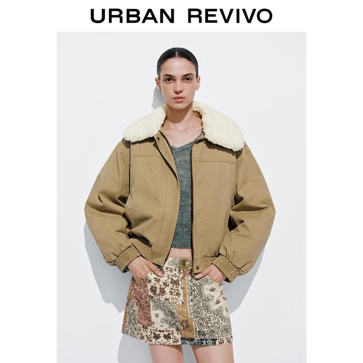 UR2025冬季新款女装休闲拼接毛领超宽松羽绒服UYY150056