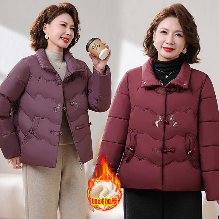 中老年妈妈秋冬季时尚棉服2025新款加绒加厚中国风保暖棉衣外套女