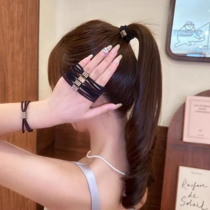 满钻高弹力三股发圈新款扎头发马尾头绳韩版简约气质发绳头饰