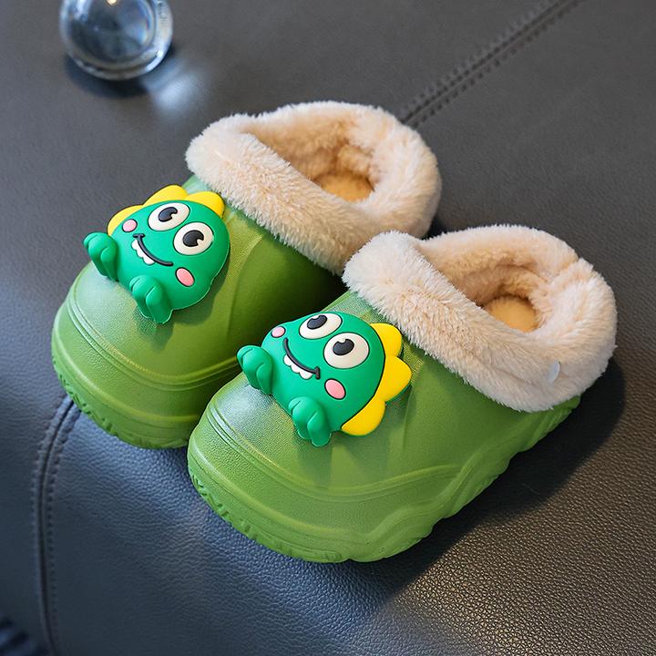 男童恐龙棉拖鞋冬防水可爱卡通EVA宝宝小孩儿童中大童保暖防滑