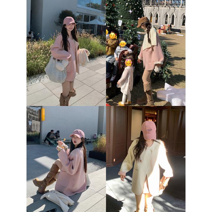 切糕自制【潘多拉】小个子女韩版冬设计感洋气双面呢两面穿大衣外套