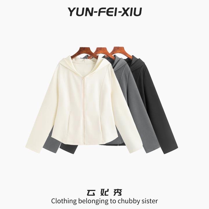 云妃秀大码女装卫衣连帽时尚宽松显瘦遮肉胖妹妹上衣秋季NS1328
