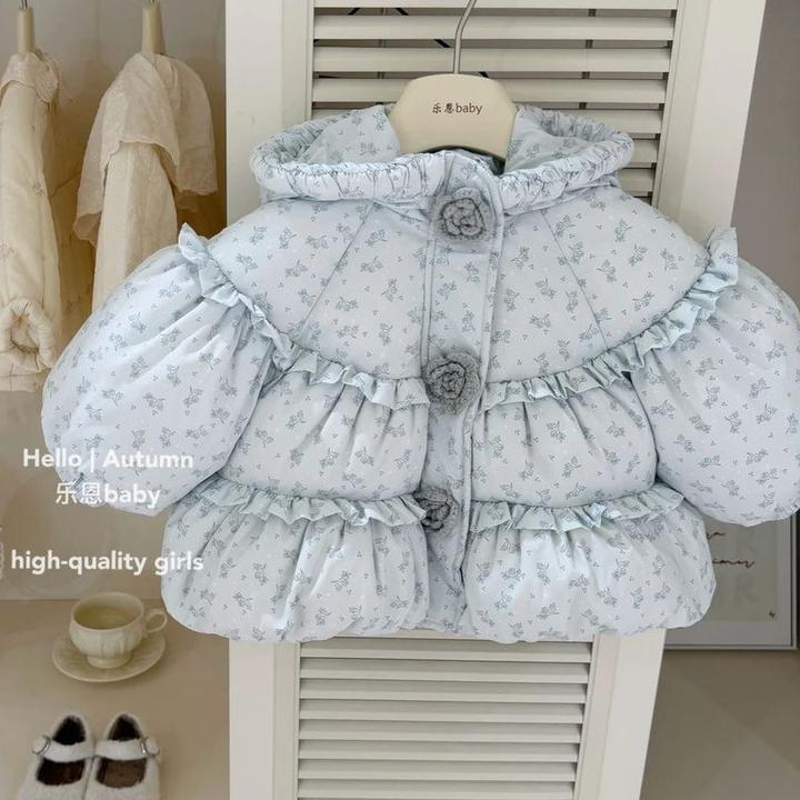 女童2025冬季新款洋气时尚时髦休闲舒适韩版保暖碎花加厚棉服棉袄