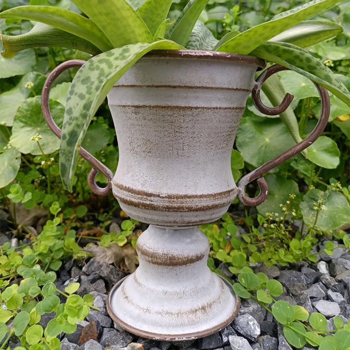 欧式做旧奖杯花盆架桌面盆栽托盘绿植落地装饰装饰摆件复古奖杯盆