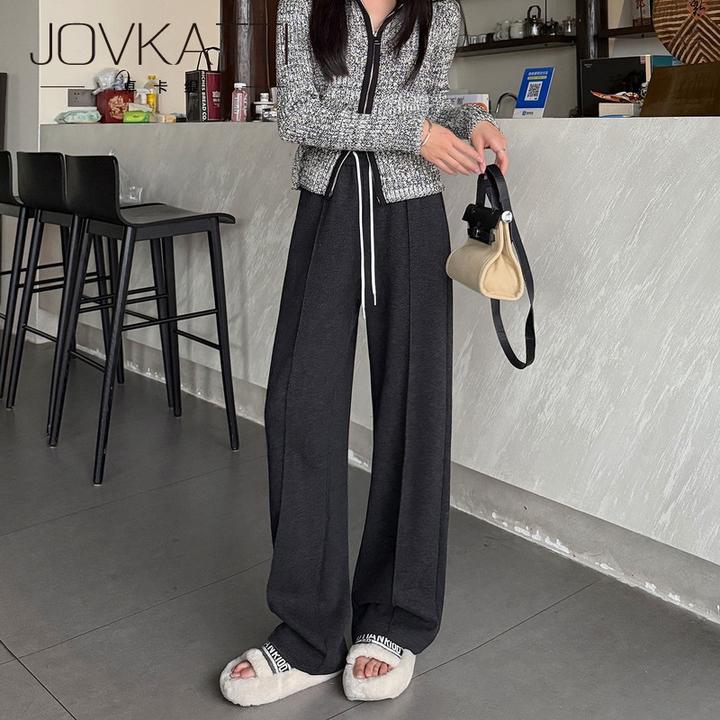 垂感糯米裤女春秋冬2025新款宽松软糯休闲裤子加长加绒灰色阔腿裤