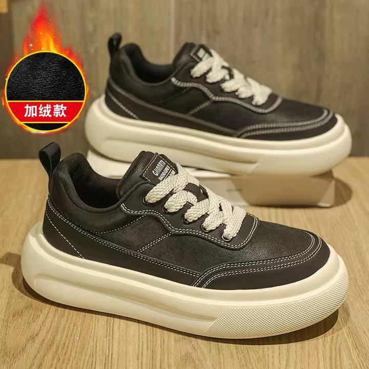 1601冬季男鞋休闲运动鞋男生小白鞋潮流板鞋厚底时尚板鞋增高鞋子