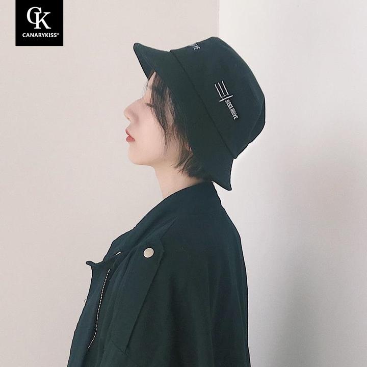 CanaryKiss黑色帽子百搭网红渔夫帽女秋季遮阳盆帽渔夫帽高级感