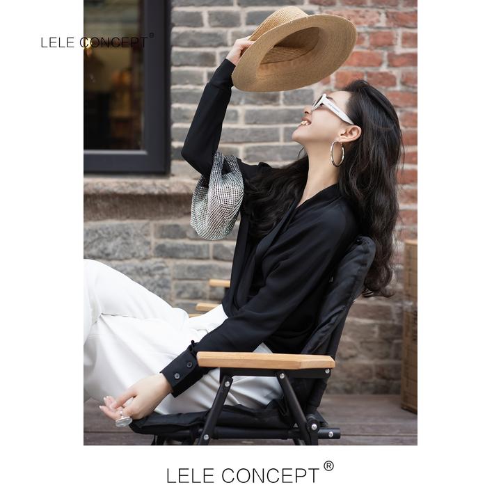 LELE CONCEPT丨【如一】气质前系带纯色衬衫S0009
