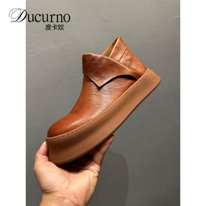 复古英伦短靴2025休闲季高帮潮鞋软牛皮烟筒靴一脚蹬男高帮马丁靴