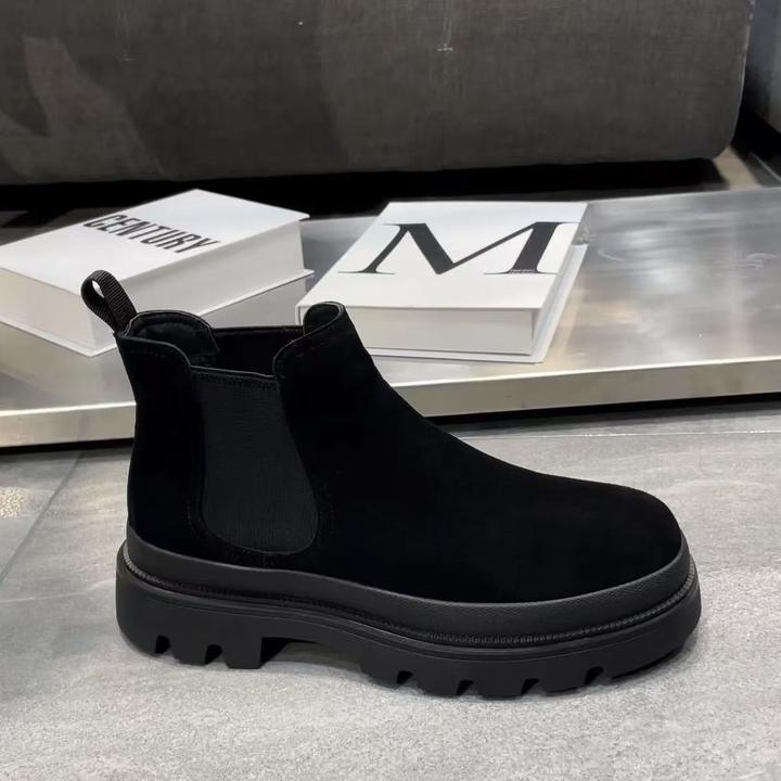 冬季新款切尔西工装靴男士鞋子加绒保暖牛反绒皮鞋马丁靴男 AG63