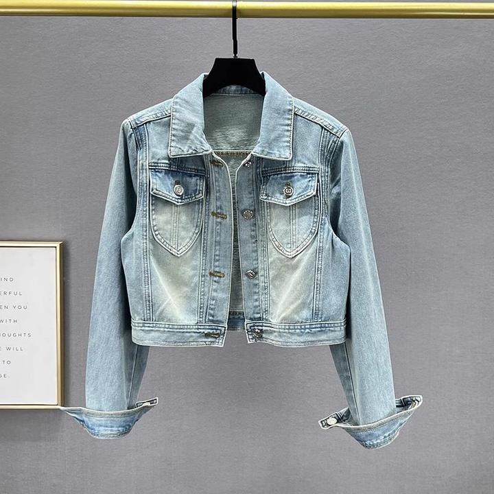 潮牌短款牛仔外套女2025春季新款小个子修身显瘦ins港风夹克上衣