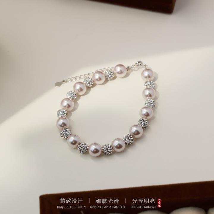925银手链 曼塔玫瑰紫珠爆闪珠珠银饰手链气质显白百搭精致