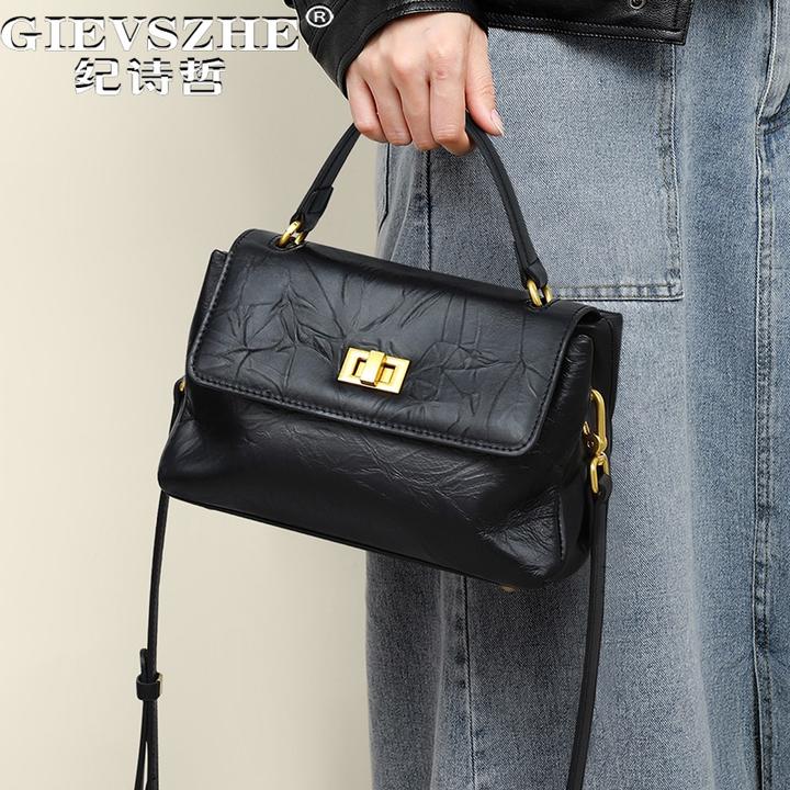 纪诗哲包包女大容量手提包斜挎黑色背包送女友老婆生日情人节礼物