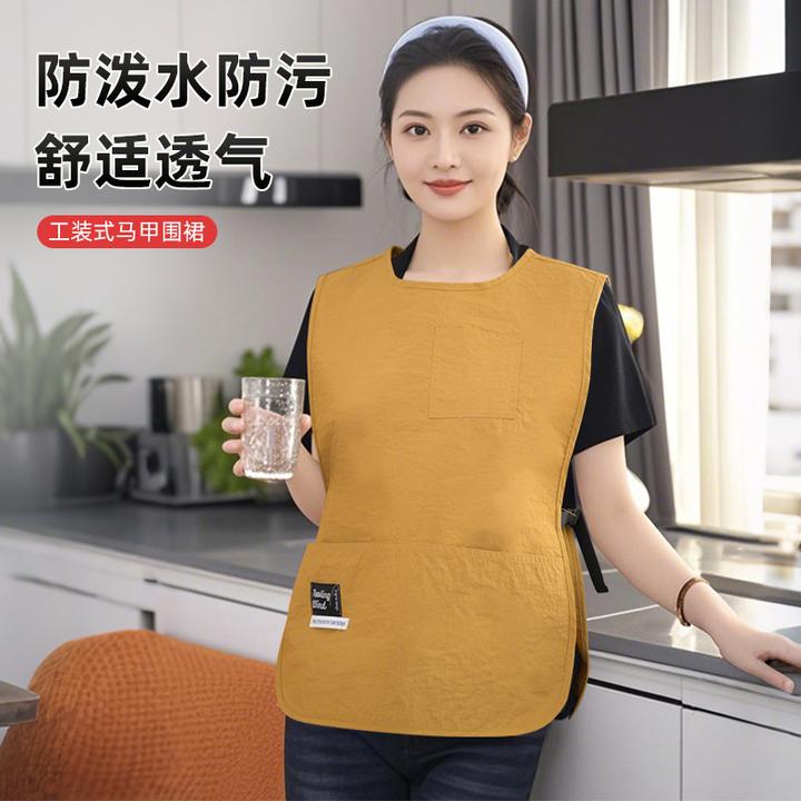 家用时尚工装马甲式品质围裙耐脏耐磨防污防水防油可定制印字