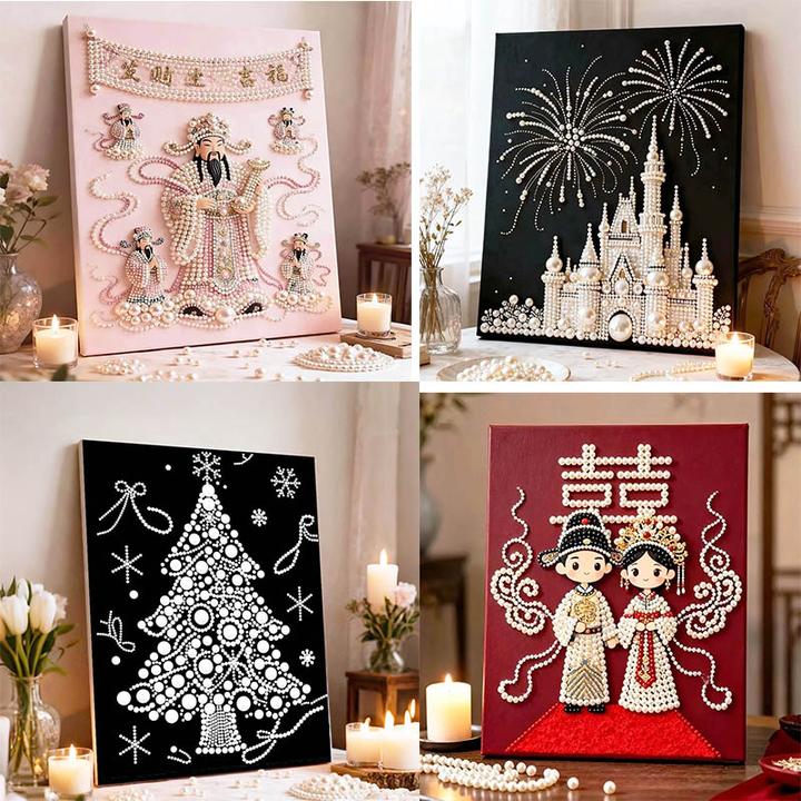 城堡DIY珍珠画手工圣诞树高颜值节日礼物送女友闺蜜财神结婚用品