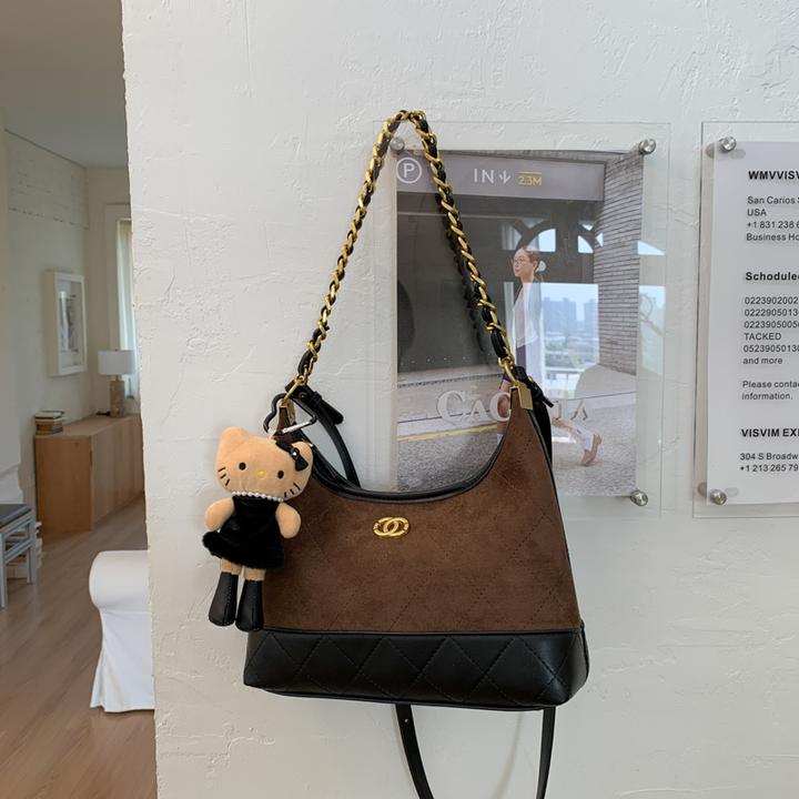 【香风太古里】2025高级麂皮链条包秋冬新款复古单肩包小众斜挎包女