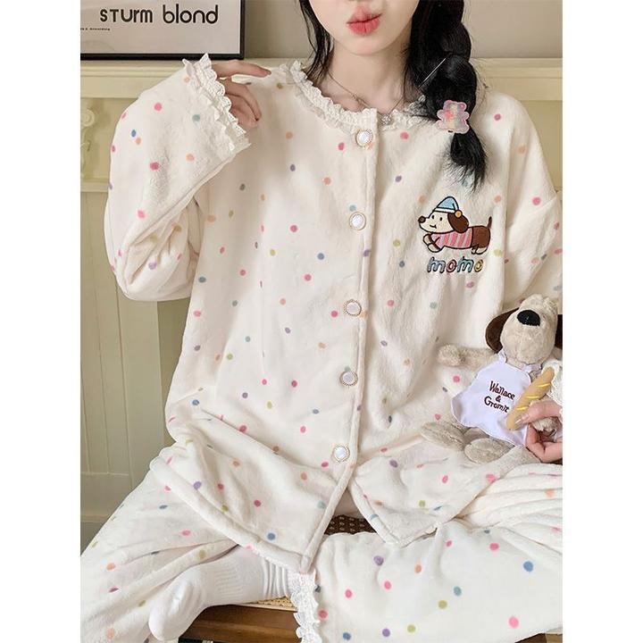 波点小狗睡衣两件套8844