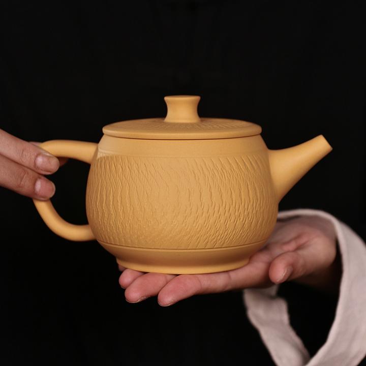原矿段泥跳刀汉瓦凤鸣壶大容量中式纯手工茶壶家用复古大号紫砂壶