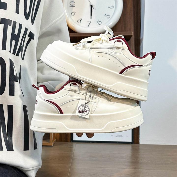 Warrior/回力厚底女鞋百搭配裙子软皮松糕小白鞋子女学生爆款板鞋