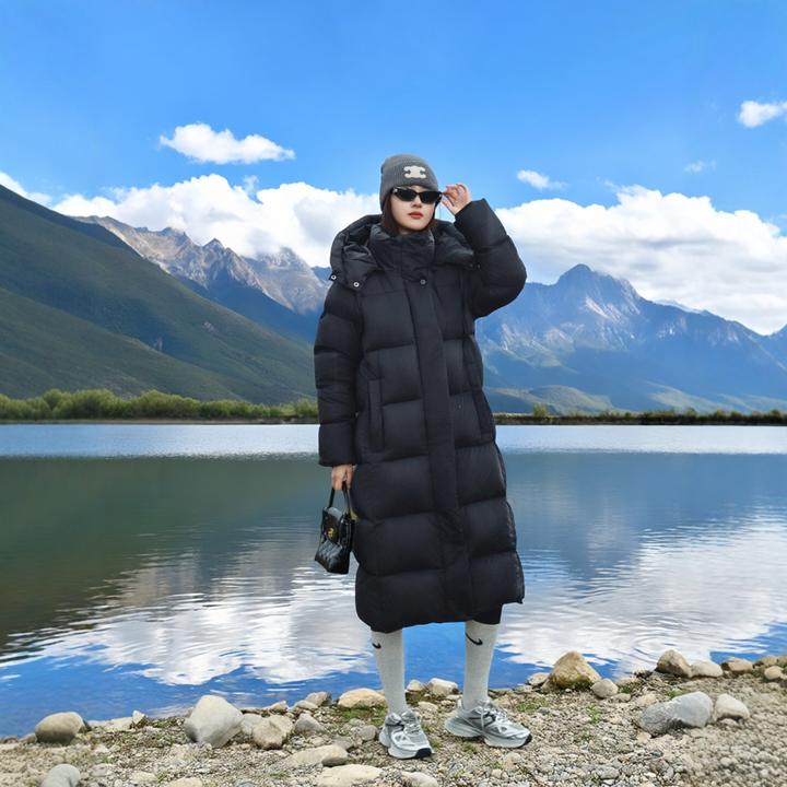 95白鸭绒充绒量高羽绒服女加厚保暖长款户外冬季江西共青城外套