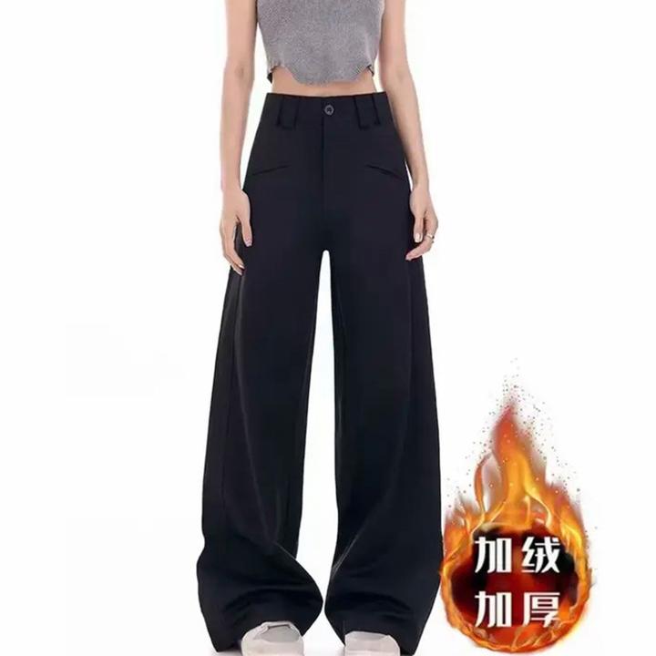 实拍2025秋冬新款高级感西装裤女垂感直筒宽松拖地窄版阔腿裤子2