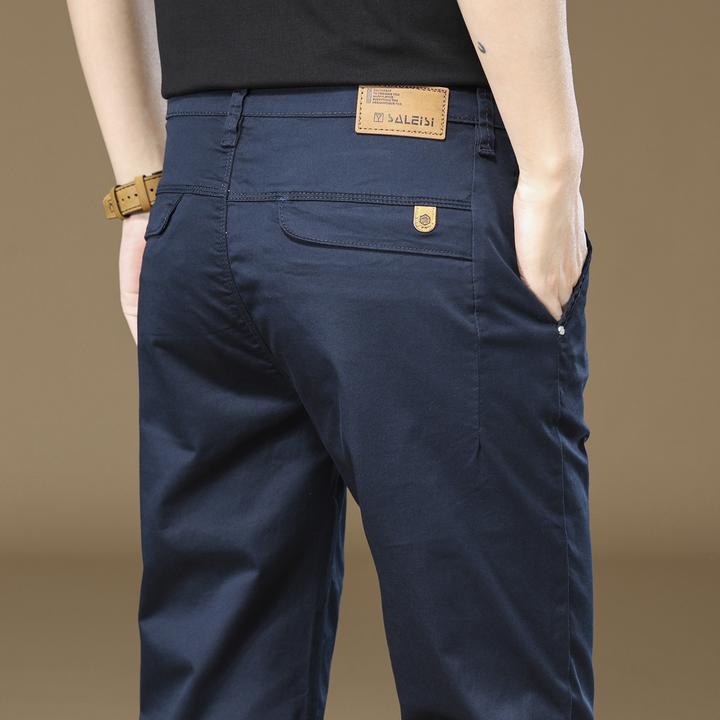 香港高端纯棉休闲裤男2025秋冬加绒修身直筒商务西裤弹力百搭长裤