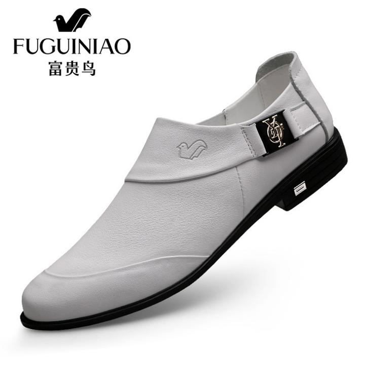 富贵鸟正品皮鞋男秋季软皮软底一脚蹬男鞋时尚英伦风男士休闲鞋子