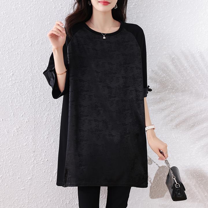 2025夏装新款时尚简约恤宽松型胖洋气国风显瘦大码上衣