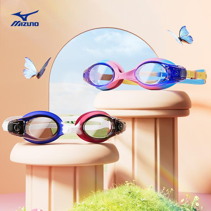 美津浓儿童专用泳镜防水防雾中大框游泳眼镜男童女童泳镜泳帽装备