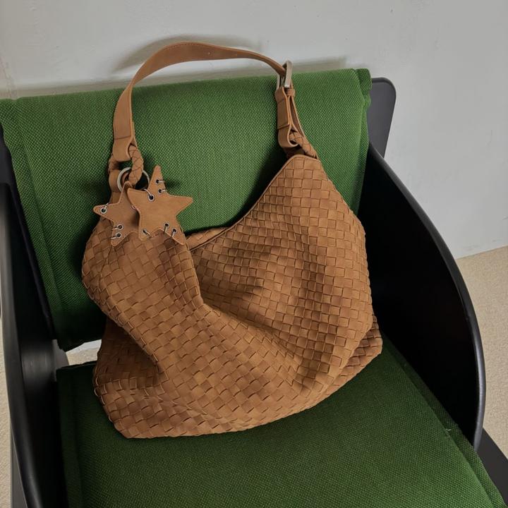 麂皮绒磨砂编织托特包包女大容量大包秋冬百搭通勤手提单肩斜挎包