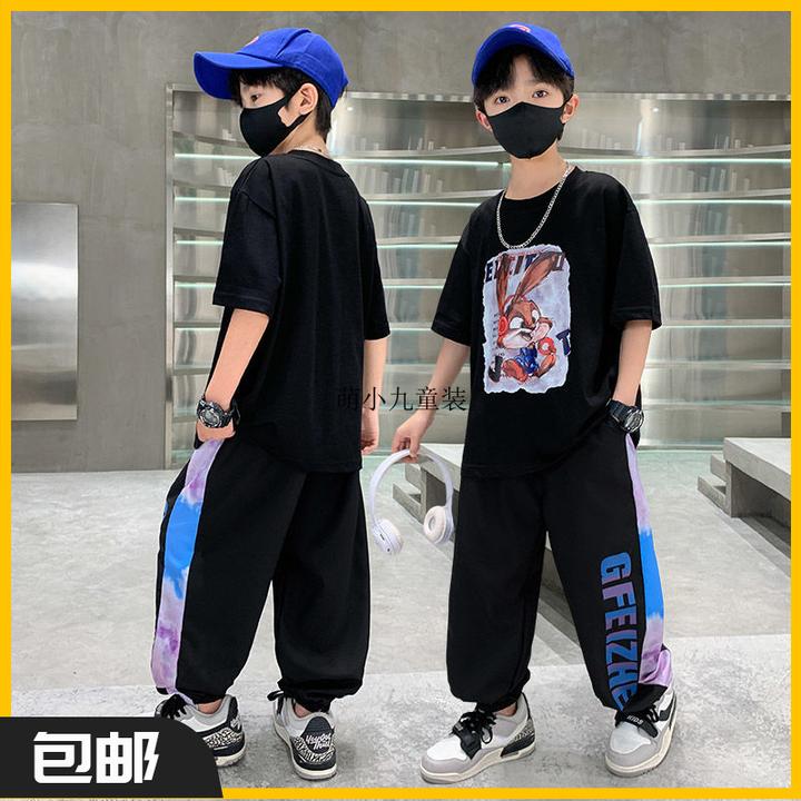 儿童薄款宽松夏款夏季装2025新款洋气时尚短袖防蚊裤两件套TZ