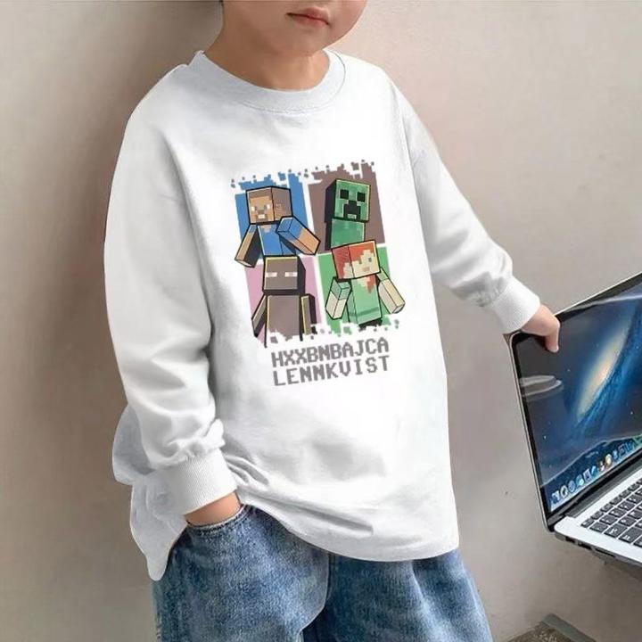 【我的世界】儿童纯棉长袖打底衫男童秋款帅气宽松T恤中大童上衣潮t