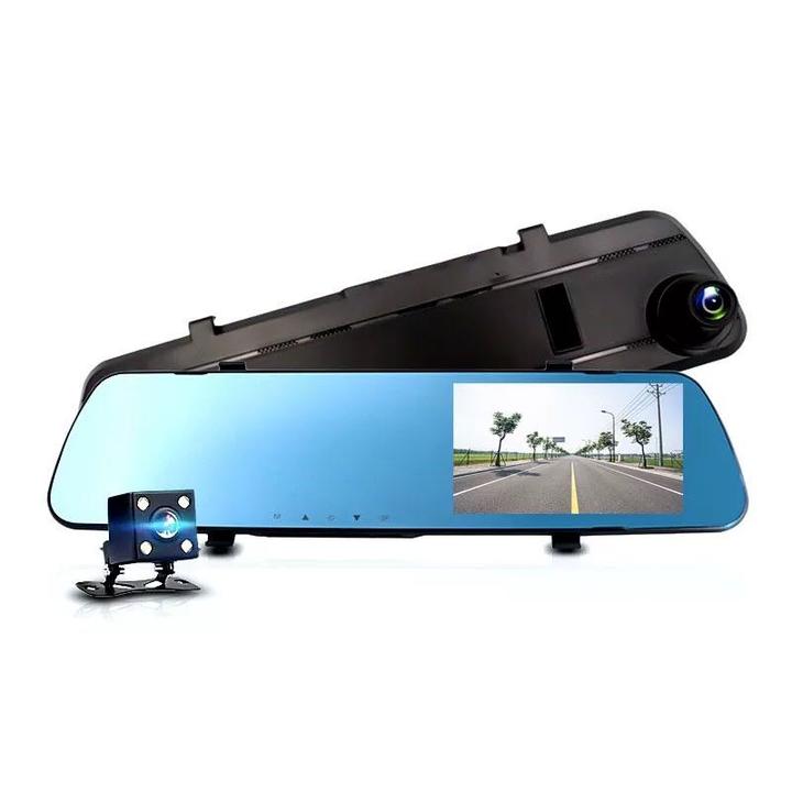 高清1080P汽车行车记录仪后视镜双镜头带 倒车影像夜视一体机