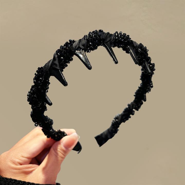 黑色大波浪发箍女高颅顶洗脸压发卡带齿防滑头箍女纹理感正反两戴