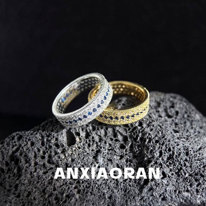 合金锆石戒指 法式王冠戒指闭口戒子金色美式手饰品男生配饰指环