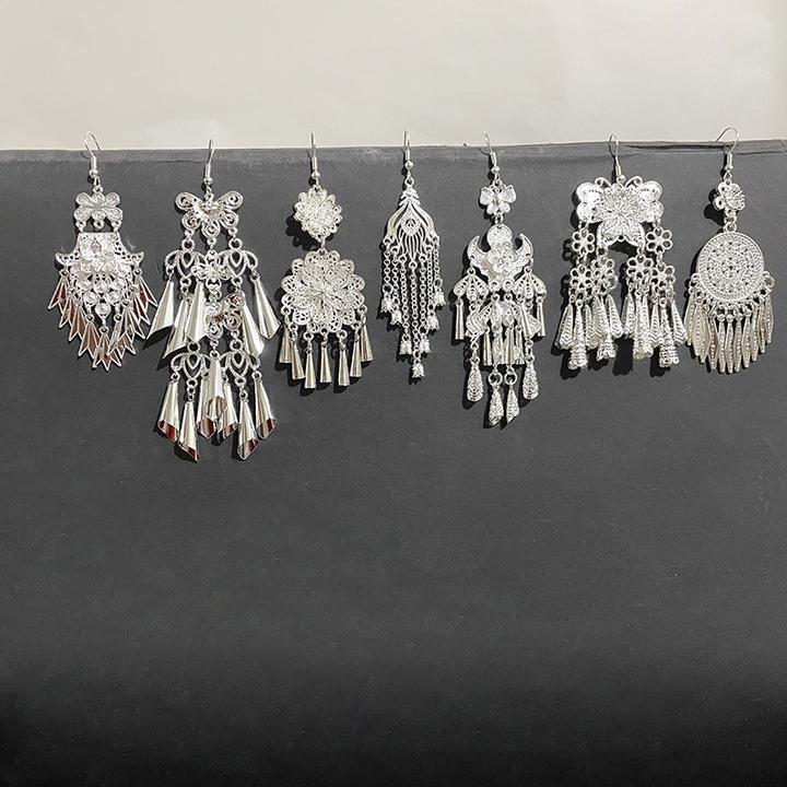 合金耳饰 新中式国风花丝蝴蝶耳环民族风复古长款流苏小众耳饰