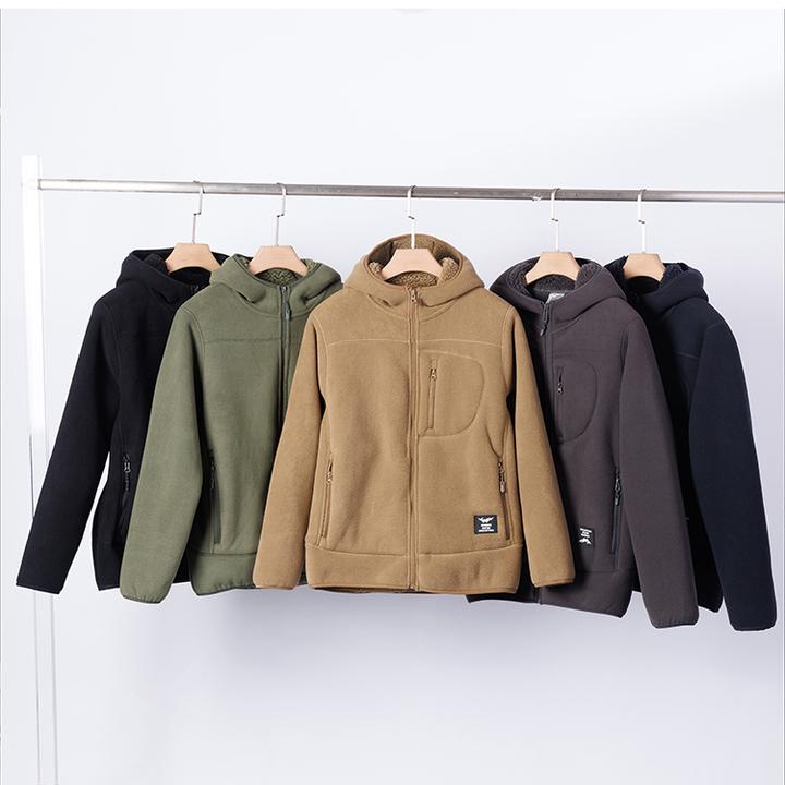 1000克重磅冬款加绒加厚摇粒绒外套连帽休闲潮流百搭加厚保暖-066