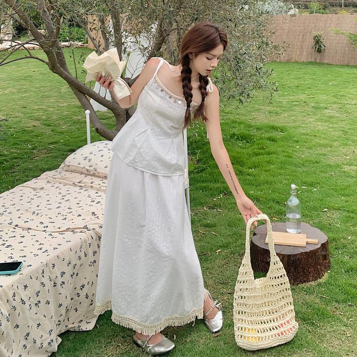 现货夏日透气清凉小吊带套装两件套夏季女202-2568-裙子