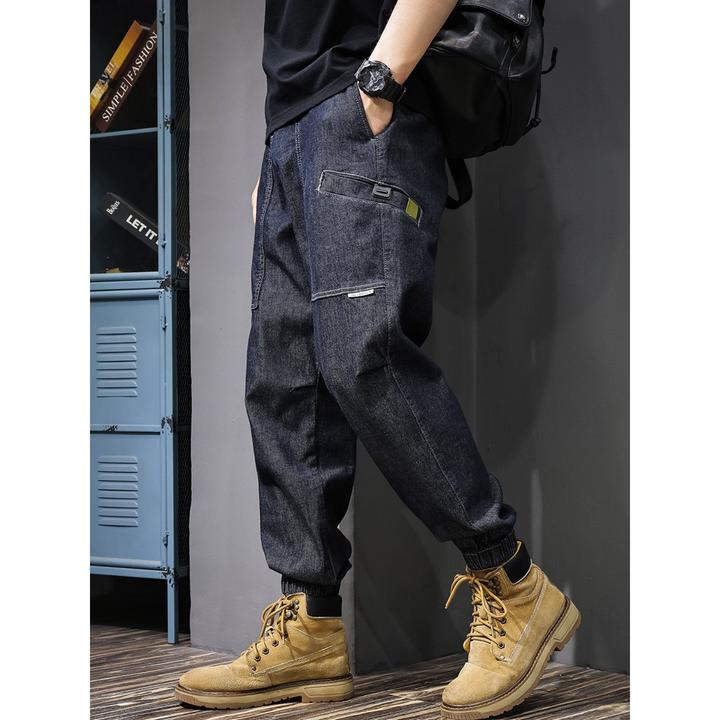 MR.MUDI/穆迪先生爆款工装牛仔裤男秋冬裤子休闲哈伦束脚微锥长裤