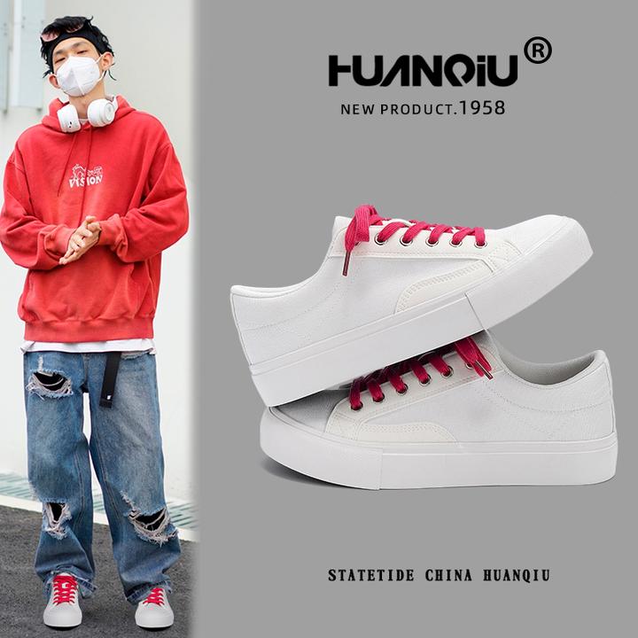 环球百搭帆布鞋男25新款秋季网红潮流设计轻便小众舒适小白鞋板鞋