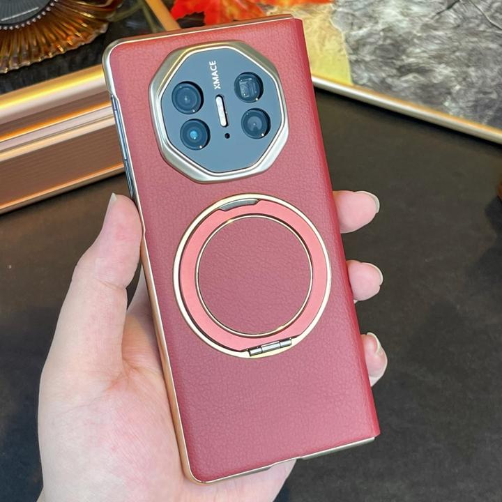 华为MateX5秒变XT电镀素皮手机壳X6翻盖360旋转支架折叠屏保护套